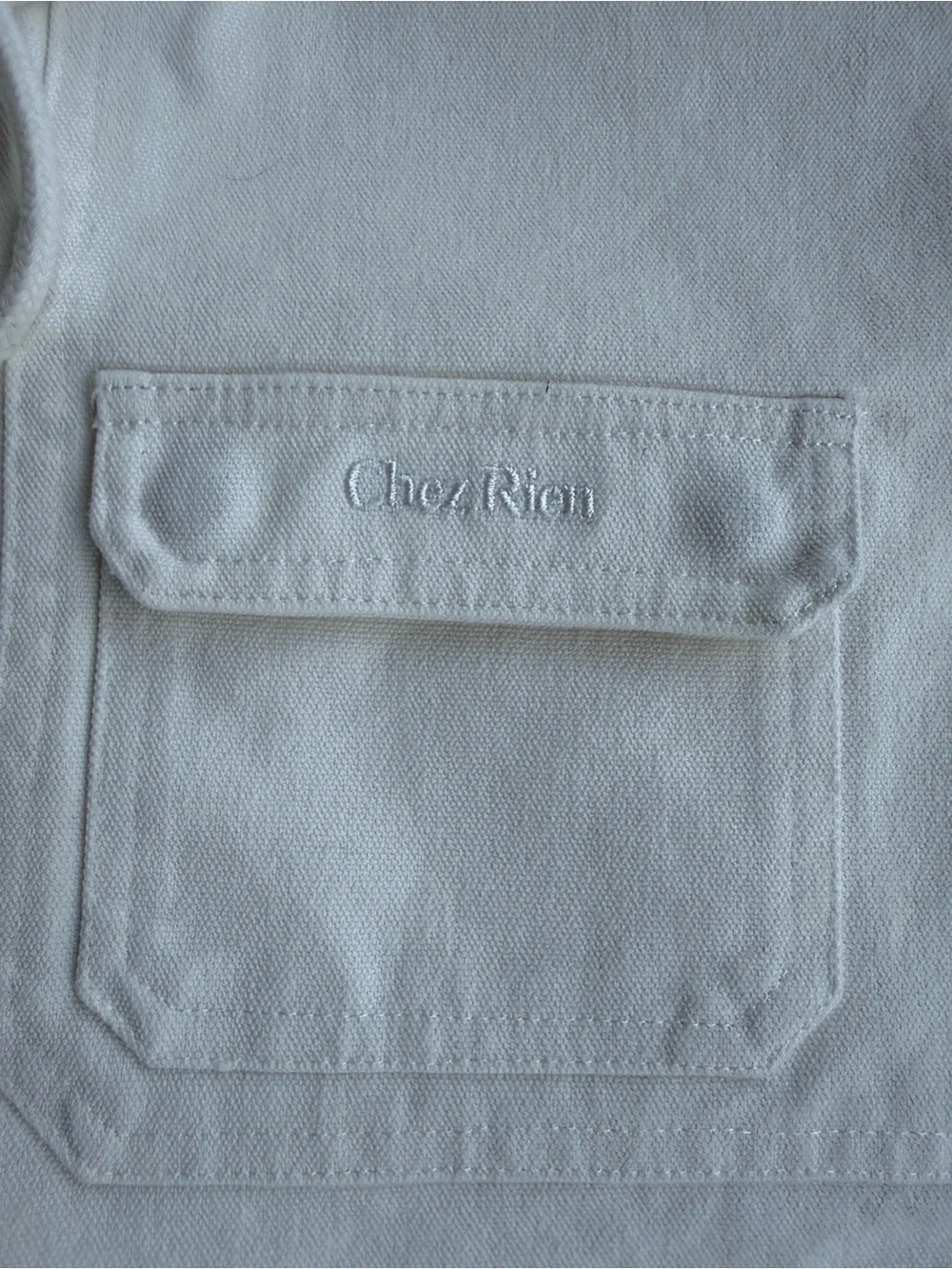 Chez Rien Wide Fatigue Pants In Bone Men Sz XL Loose Fit Draw Cord Waist Canvas